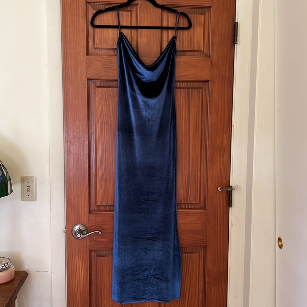 Brand New Velvet Blue Dress